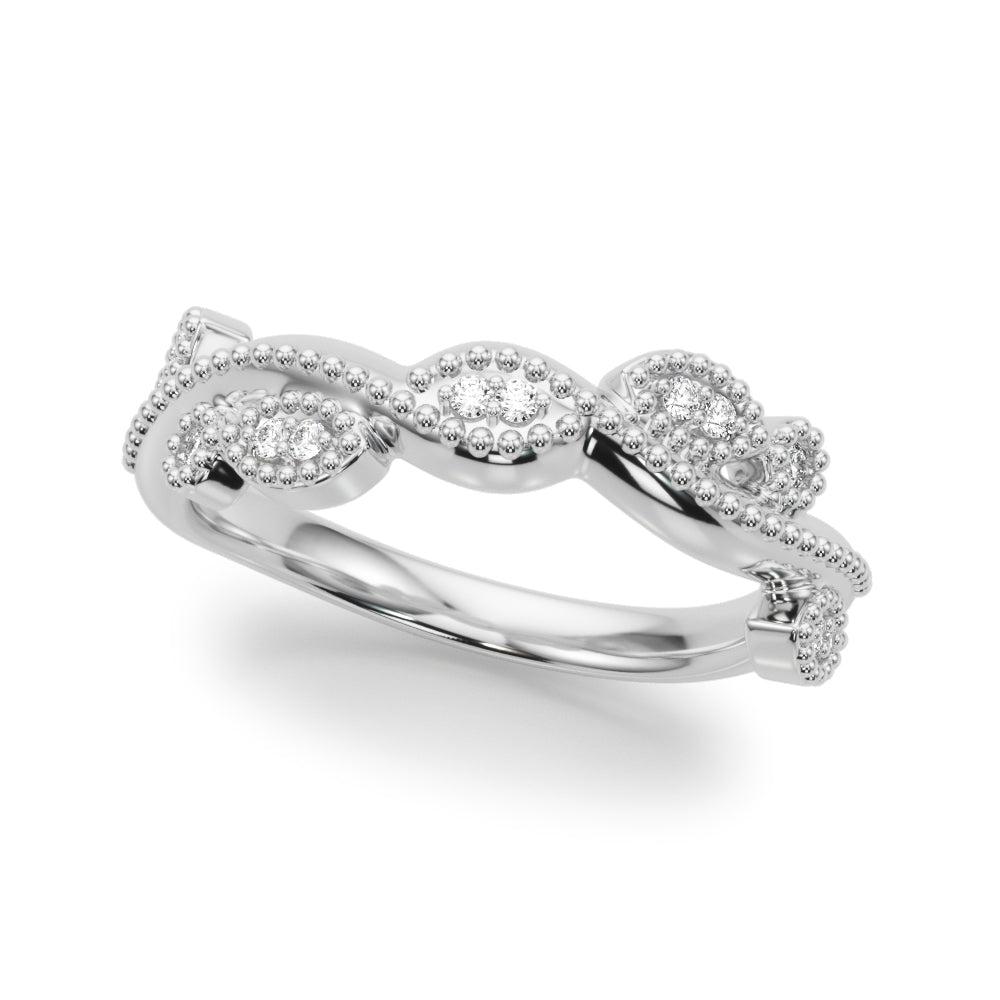 Twisting Milgrain Half Eternity Ring in Gold & Platinum
