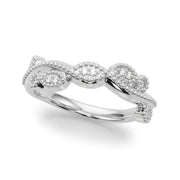 Twisting Milgrain Half Eternity Ring in Gold & Platinum