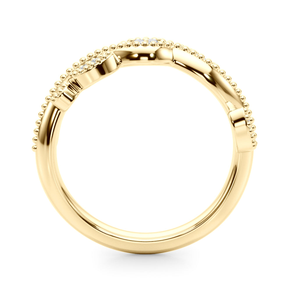 Twisting Milgrain Half Eternity Ring in Gold & Platinum