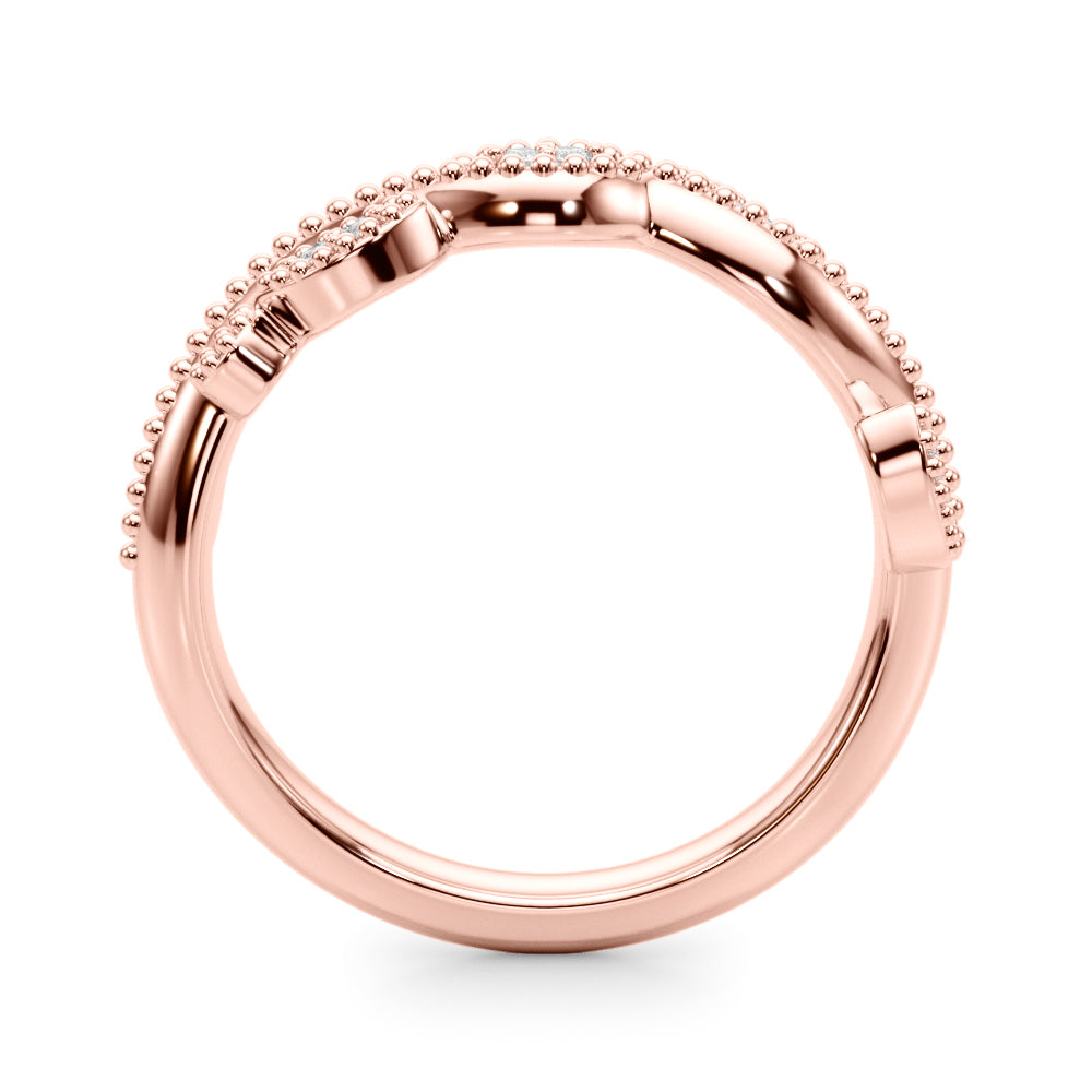 Twisting Milgrain Half Eternity Ring in Gold & Platinum