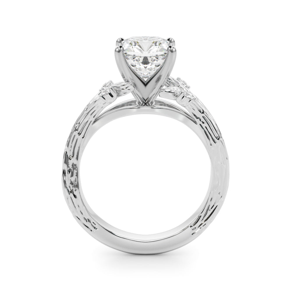 Majestic Sidestone Round Diamond Engagement Ring in 10K/14K gold and platinum with certified lab-grown or natural diamonds