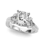 Majestic Sidestone Round Diamond Engagement Ring in 10K/14K gold and platinum with certified lab-grown or natural diamonds