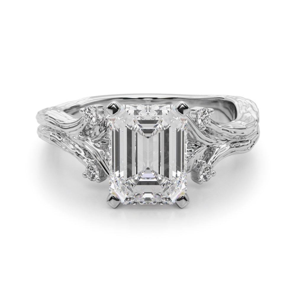 Majestic Sidestone Round Diamond Engagement Ring in 10K/14K gold and platinum with certified lab-grown or natural diamonds