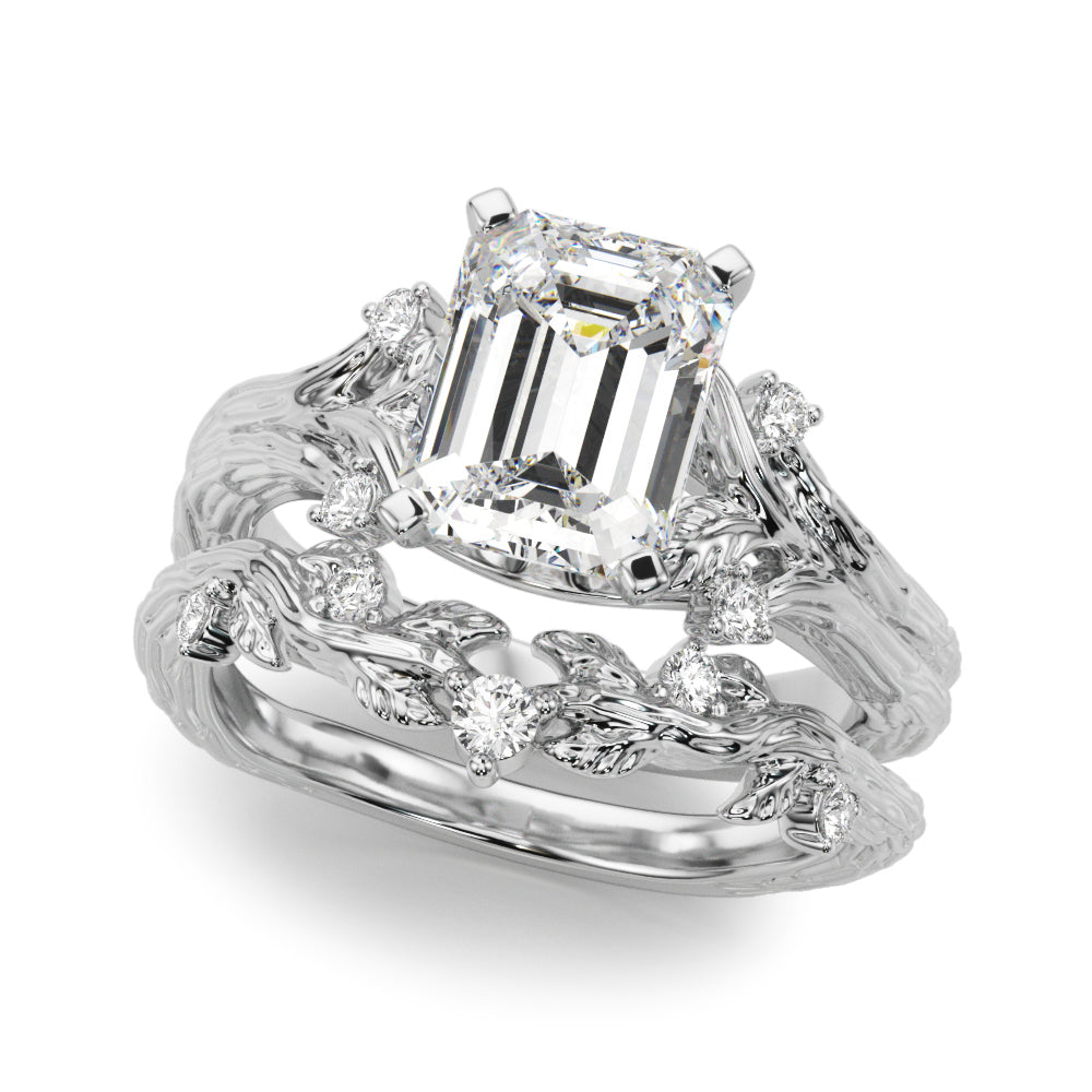 Majestic Sidestone Round Diamond Engagement Ring in 10K/14K gold and platinum with certified lab-grown or natural diamonds