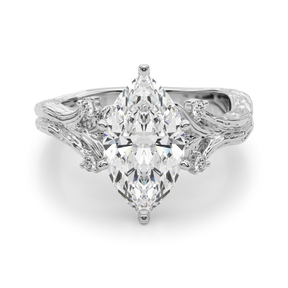Majestic Sidestone Round Diamond Engagement Ring in 10K/14K gold and platinum with certified lab-grown or natural diamonds