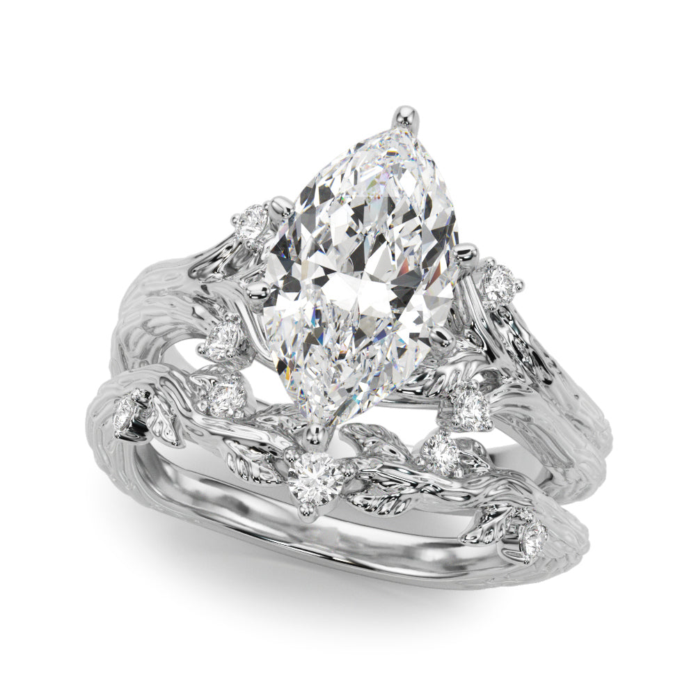 Majestic Sidestone Round Diamond Engagement Ring in 10K/14K gold and platinum with certified lab-grown or natural diamonds