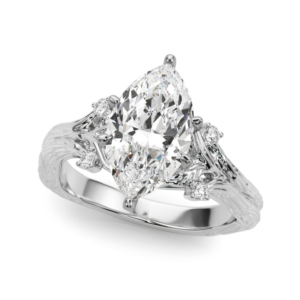 Majestic Sidestone Round Diamond Engagement Ring in 10K/14K gold and platinum with certified lab-grown or natural diamonds