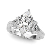 Majestic Sidestone Round Diamond Engagement Ring in 10K/14K gold and platinum with certified lab-grown or natural diamonds