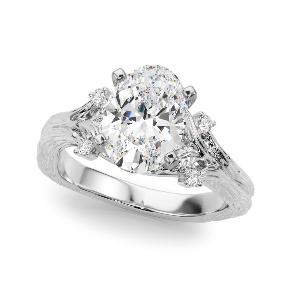 Majestic Sidestone Round Diamond Engagement Ring in 10K/14K gold and platinum with certified lab-grown or natural diamonds