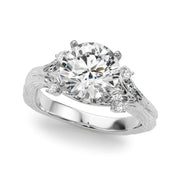 Majestic Sidestone Round Diamond Engagement Ring in 10K/14K gold and platinum with certified lab-grown or natural diamonds