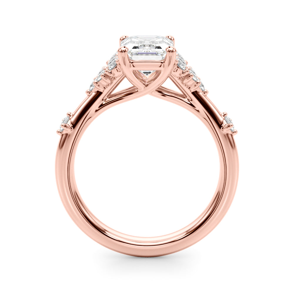 Sculpted Ov Center Round Diamond Engagement Ring â€” 10K/14K Gold & Platinum