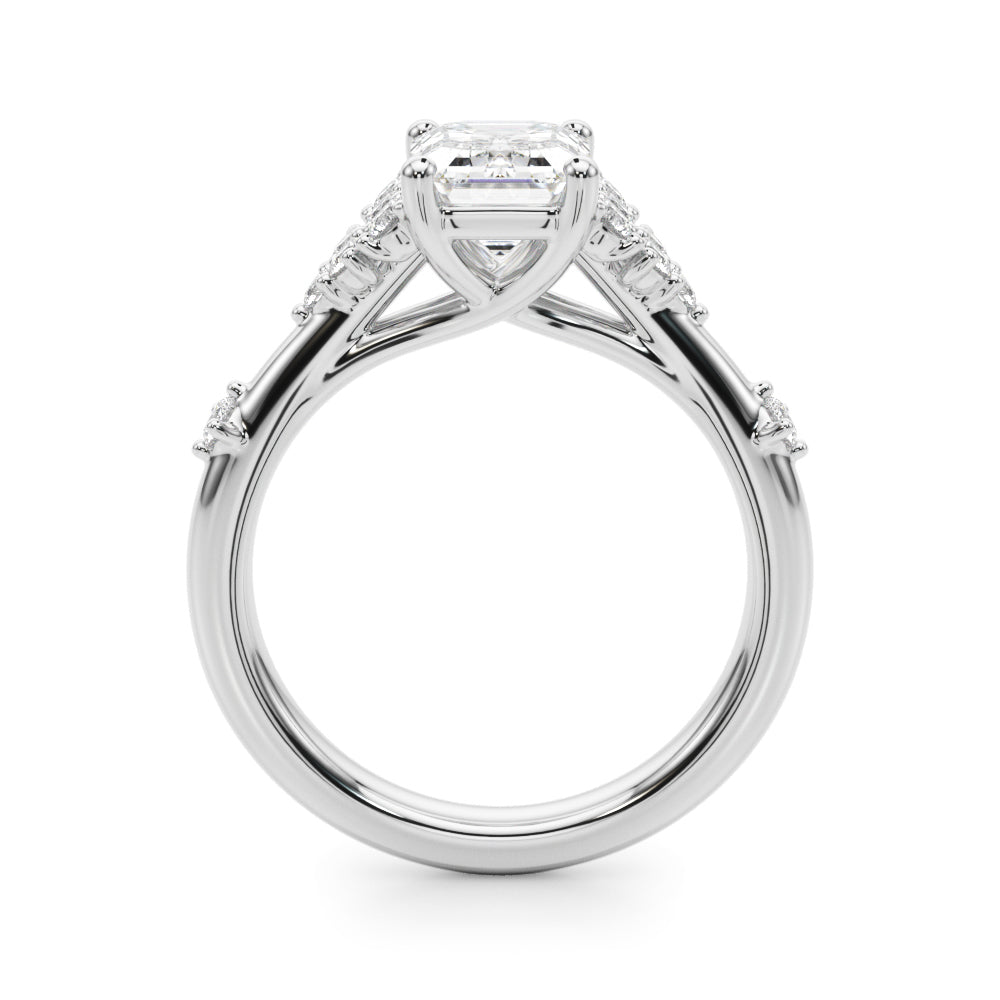Sculpted Ov Center Round Diamond Engagement Ring â€” 10K/14K Gold & Platinum