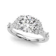 Sculpted Ov Center Round Diamond Engagement Ring â€” 10K/14K Gold & Platinum