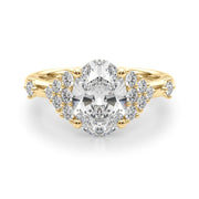 Sculpted Ov Center Round Diamond Engagement Ring â€” 10K/14K Gold & Platinum