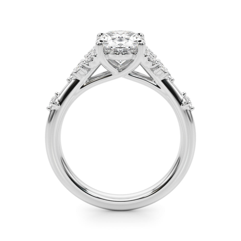 Sculpted Ov Center Round Diamond Engagement Ring â€” 10K/14K Gold & Platinum