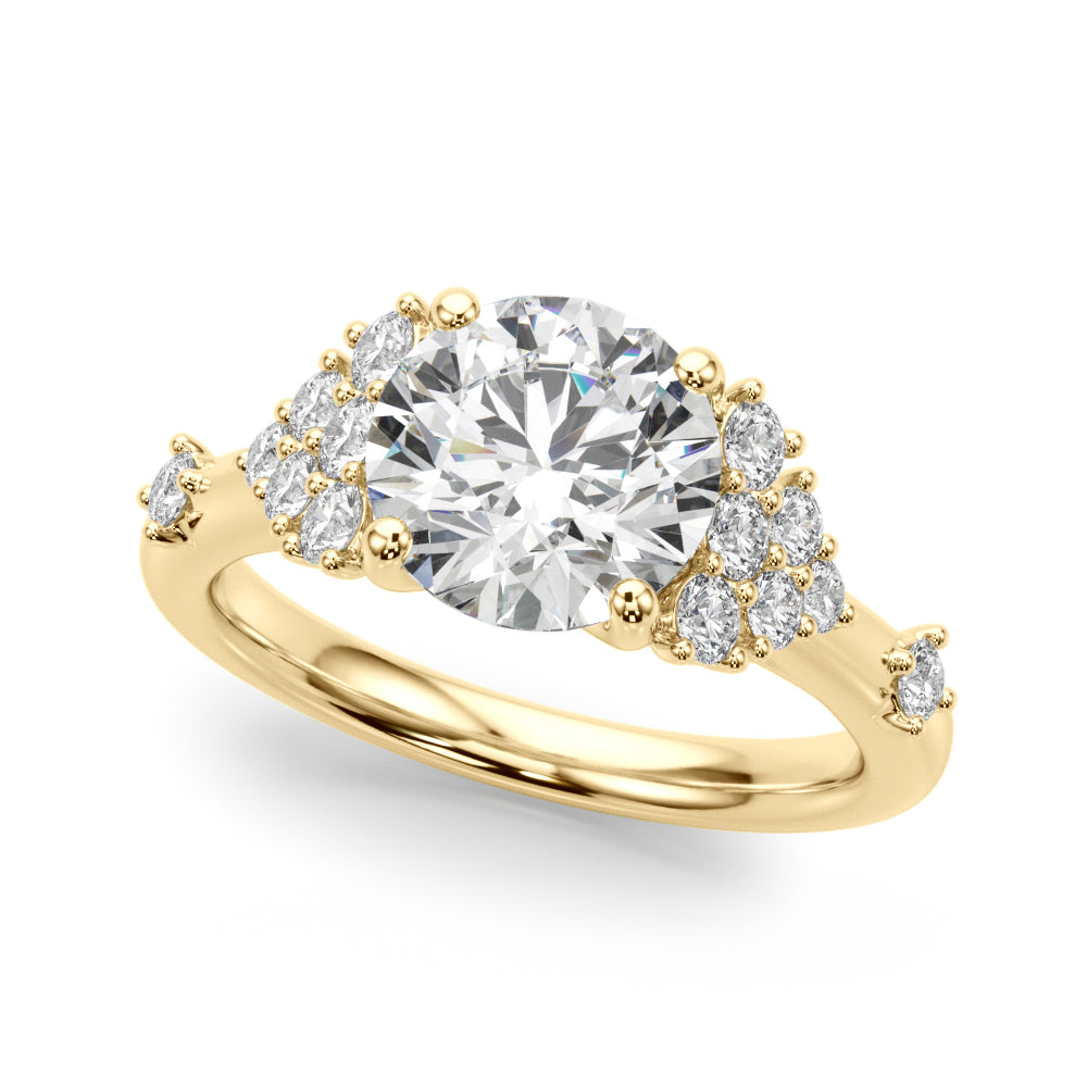 Sculpted Ov Center Round Diamond Engagement Ring â€” 10K/14K Gold & Platinum