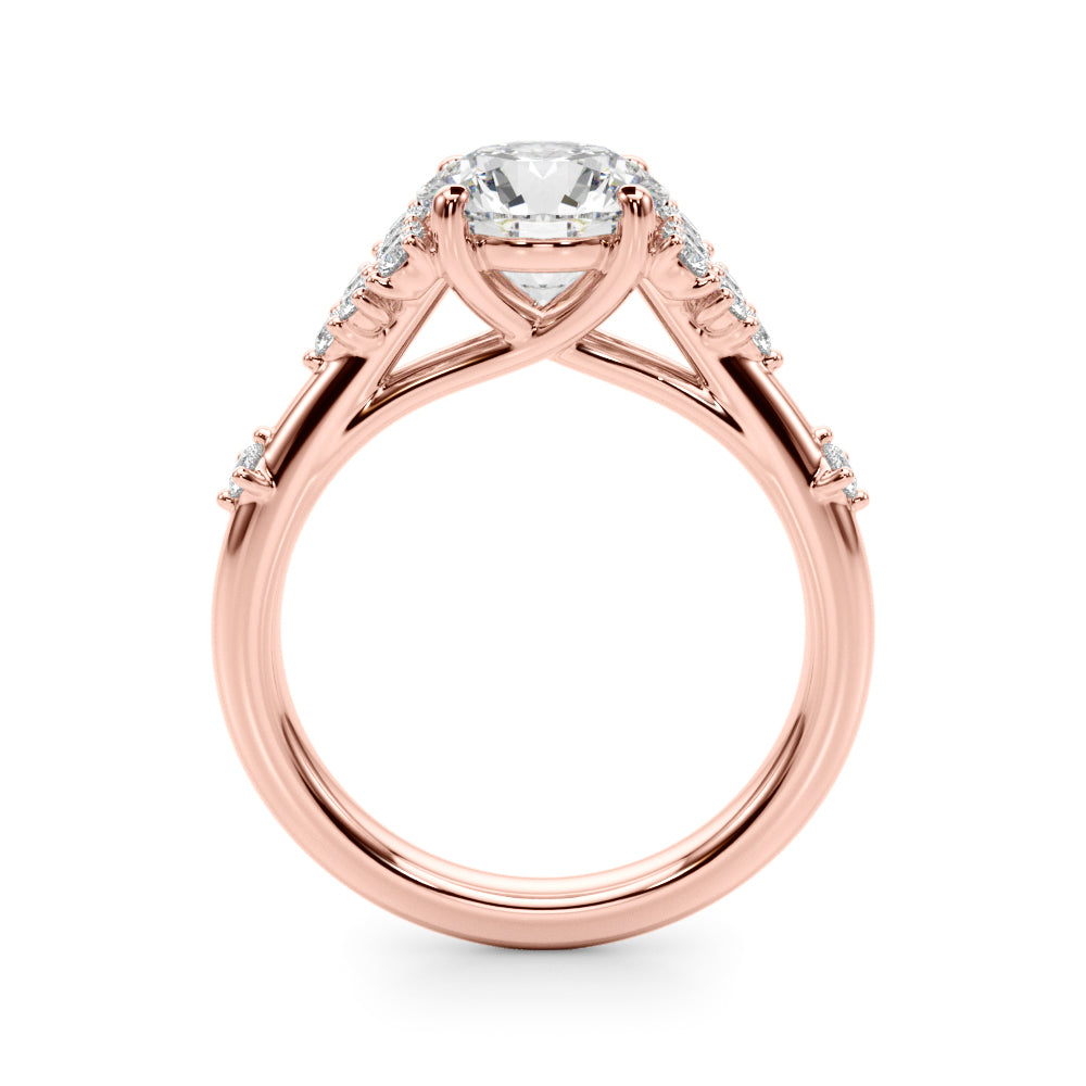 Sculpted Ov Center Round Diamond Engagement Ring â€” 10K/14K Gold & Platinum