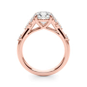Sculpted Ov Center Round Diamond Engagement Ring â€” 10K/14K Gold & Platinum