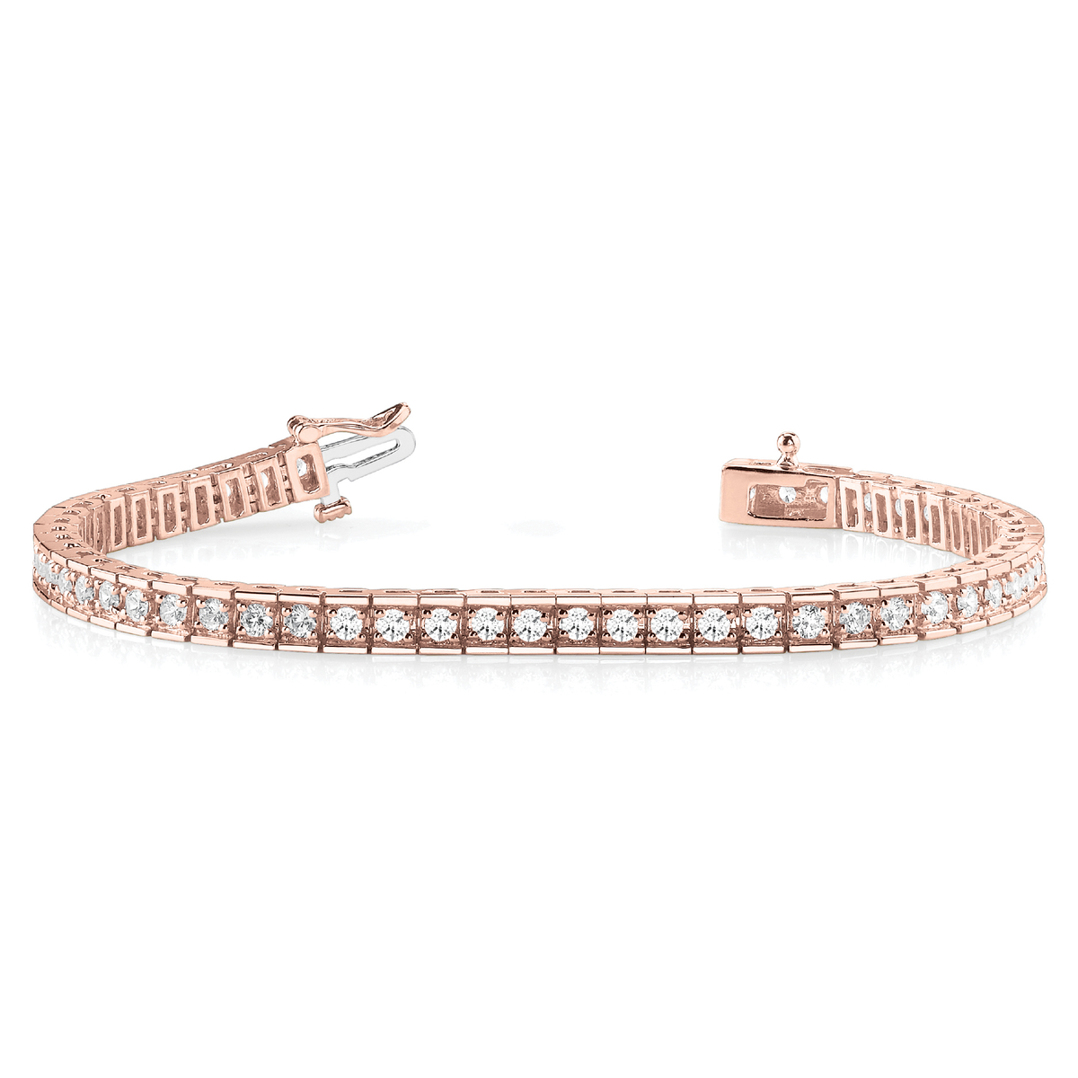 Round Cut Diamond Tennis Bracelet in Lab Grown or Natural Diamonds in 10K/14K gold and platinum with certified lab-grown or natural diamonds