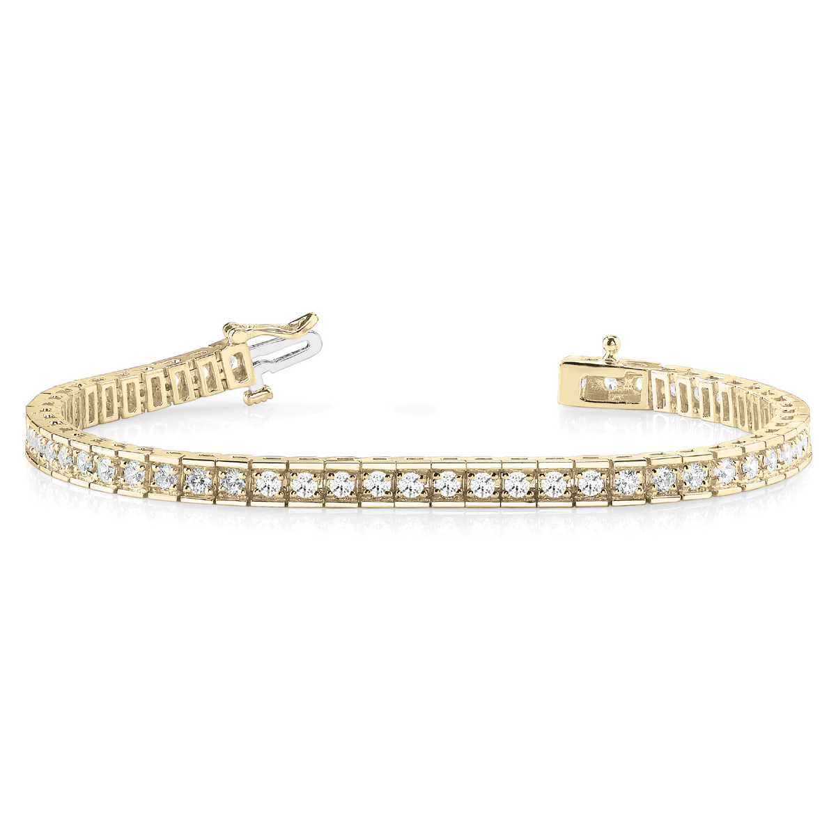 Round Cut Diamond Tennis Bracelet in Lab Grown or Natural Diamonds in 10K/14K gold and platinum with certified lab-grown or natural diamonds