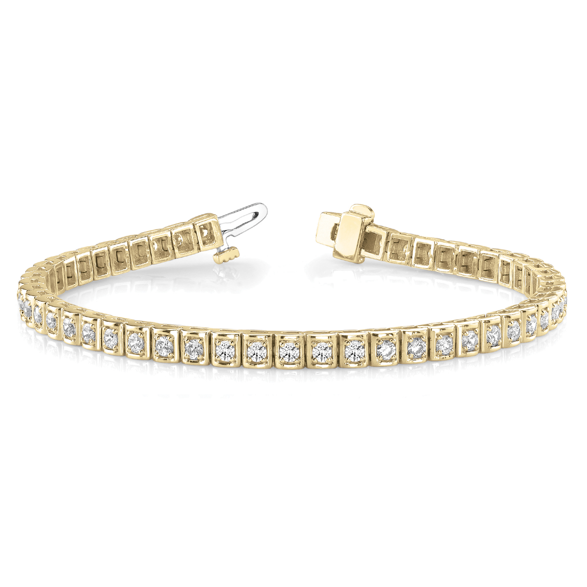 Lab Grown or Natural Round Cut Diamond Tennis Bracelet in Square Prong Setting in 10K/14K gold and platinum with certified lab-grown or natural diamonds