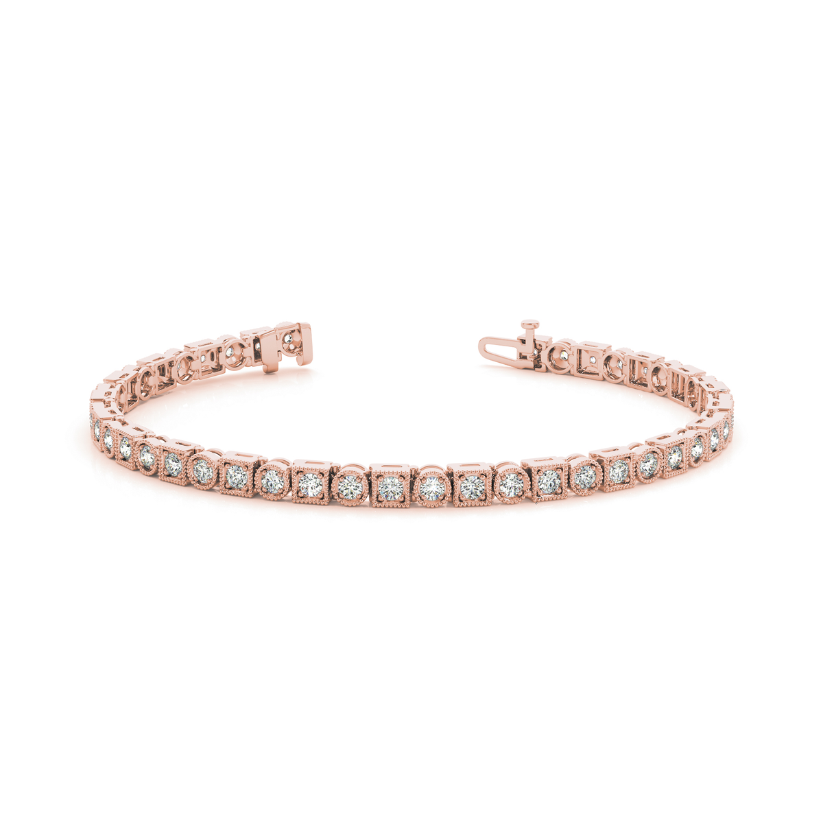 Delicate Milgrain Set Lab Grown or Real Diamond Tennis Bracelet in Gold & in 10K/14K gold and platinum with certified lab-grown or natural diamonds
