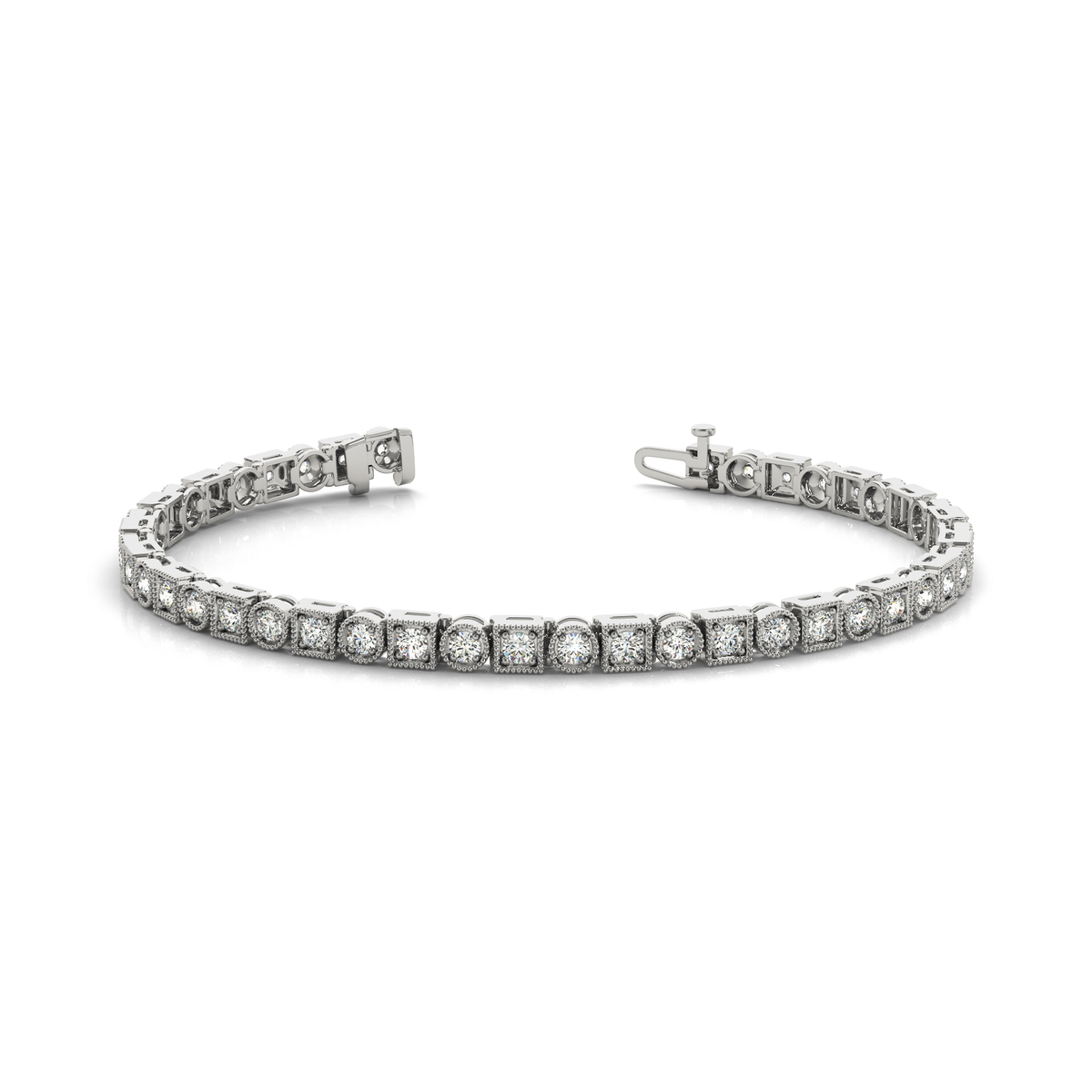 Delicate Milgrain Set Lab Grown or Real Diamond Tennis Bracelet in Gold & in 10K/14K gold and platinum with certified lab-grown or natural diamonds