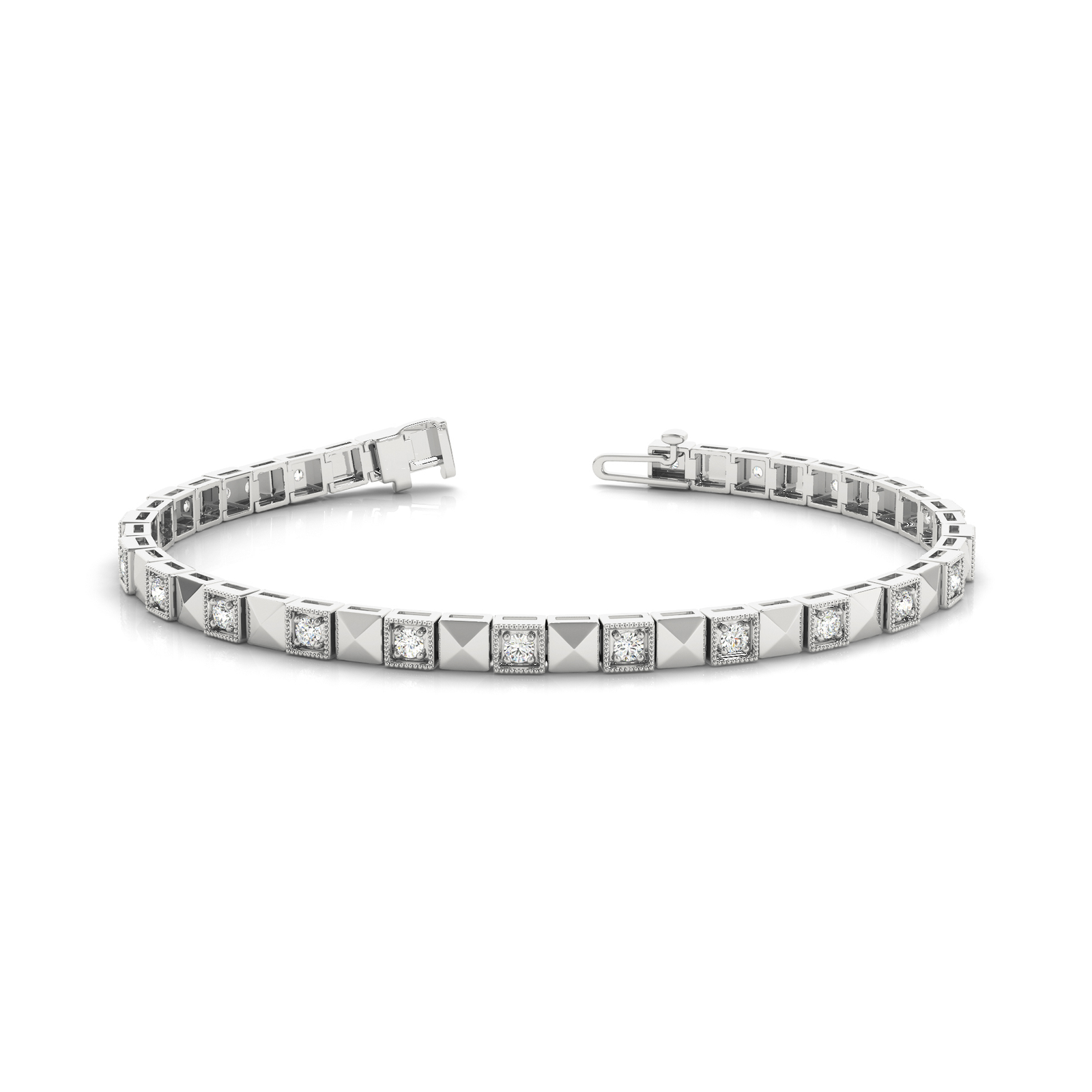 Elegant Two-Tone Gold Tennis Bracelet with Lab Grown or Natural Diamonds in 10K/14K gold and platinum with certified lab-grown or natural diamonds