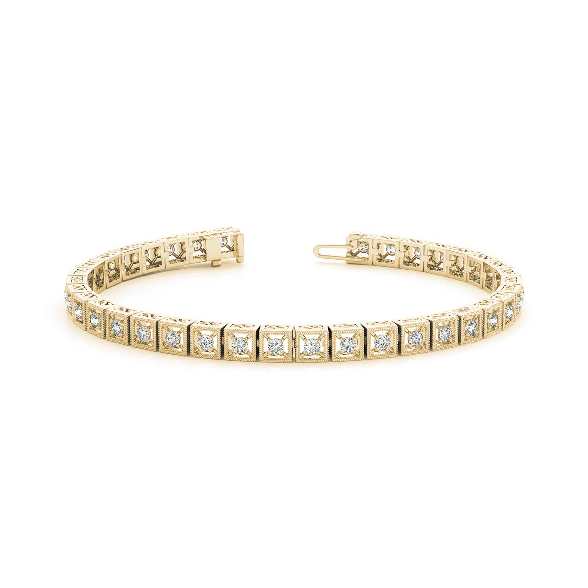 Vintage Diamond Tennis Bracelet with Prong or in 10K/14K gold and platinum with certified lab-grown or natural diamonds