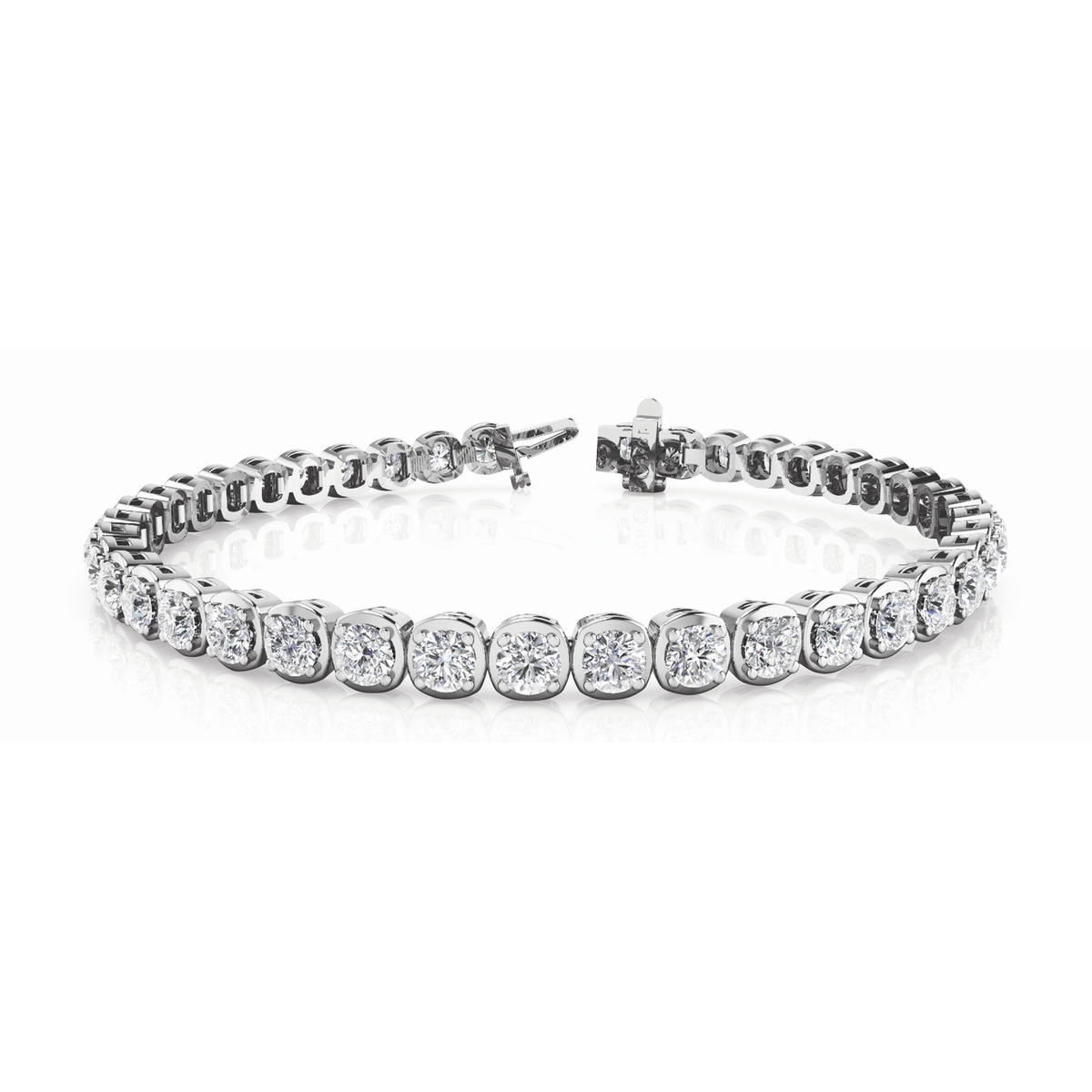 Cushion-Link Diamond Tennis Bracelet in 10K/14K gold and platinum with certified lab-grown or natural diamonds