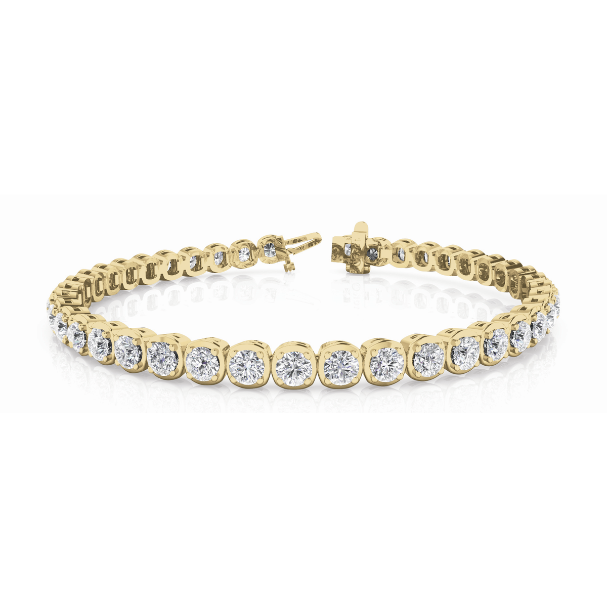 Cushion-Link Diamond Tennis Bracelet in 10K/14K gold and platinum with certified lab-grown or natural diamonds