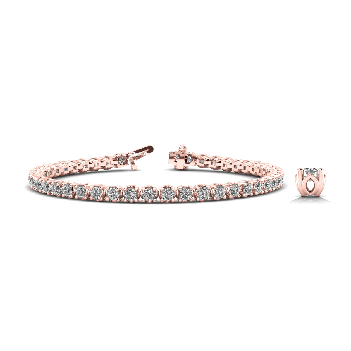Round Brilliant Cut Prong Set Diamond Tennis Bracelet Solid Gold & in 10K/14K gold and platinum with certified lab-grown or natural diamonds