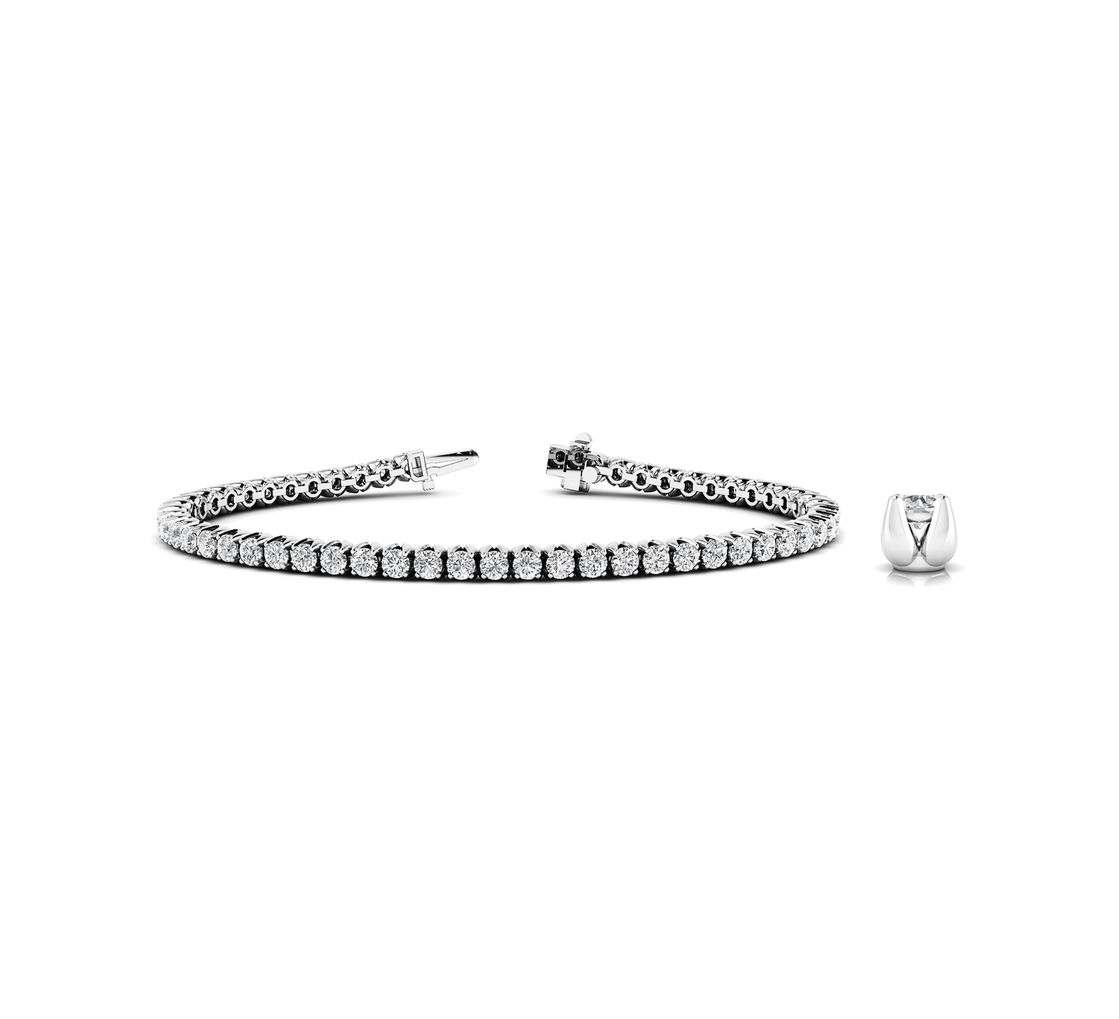 Round Cut Lab Grown or Natural Diamond Tennis Bracelet in 10K/14K gold and platinum with certified lab-grown or natural diamonds