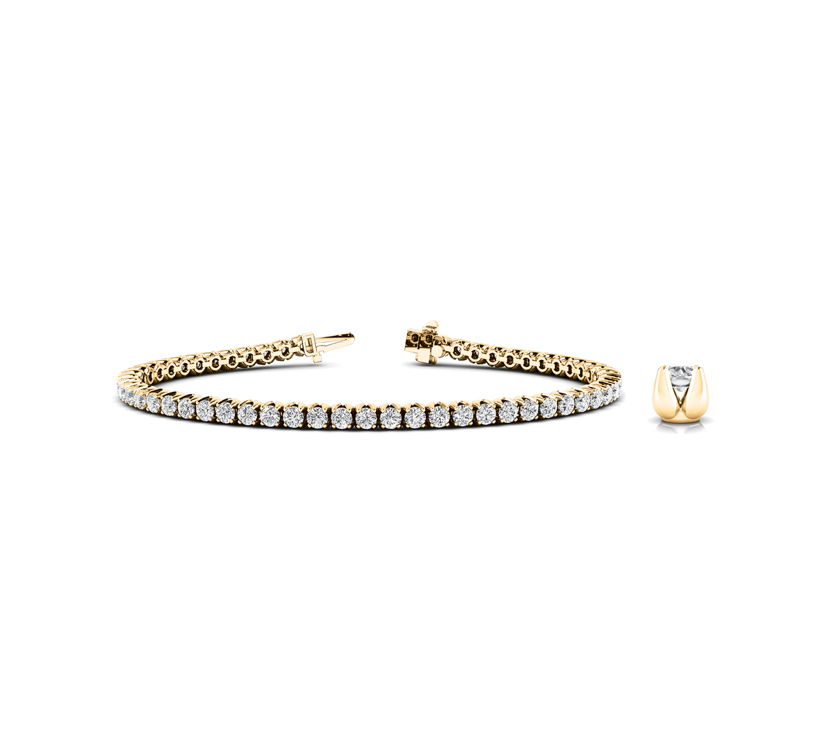 Round Cut Lab Grown or Natural Diamond Tennis Bracelet in 10K/14K gold and platinum with certified lab-grown or natural diamonds
