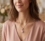 Round Diamond Halo Pendant in 10K/14K gold and platinum with certified lab-grown or natural diamonds