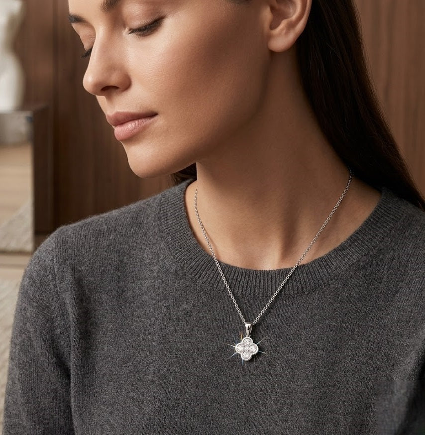 Diamond Flower Pendant Necklace in Gold Without Chain in 10K/14K gold and platinum with certified lab-grown or natural diamonds