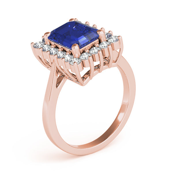 Regal Color Rings Emerald Diamond Engagement Ring in 10K/14K gold and platinum with certified lab-grown or natural diamonds