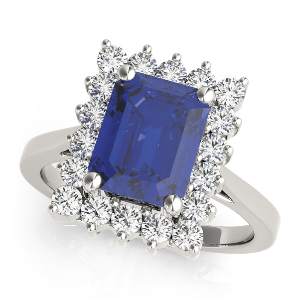 Regal Color Rings Emerald Diamond Engagement Ring in 10K/14K gold and platinum with certified lab-grown or natural diamonds