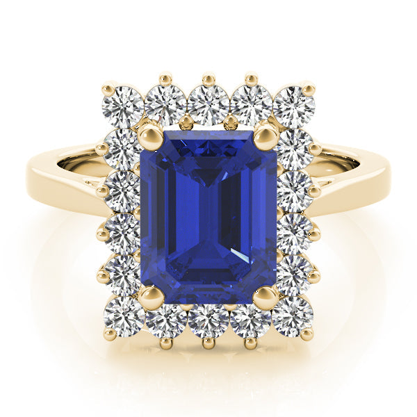 Regal Color Rings Emerald Diamond Engagement Ring in 10K/14K gold and platinum with certified lab-grown or natural diamonds