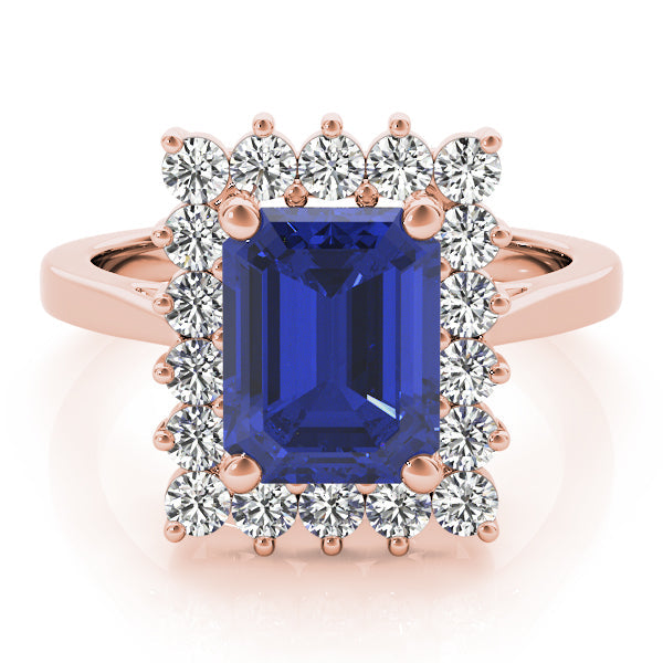 Regal Color Rings Emerald Diamond Engagement Ring in 10K/14K gold and platinum with certified lab-grown or natural diamonds