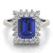 Regal Color Rings Emerald Diamond Engagement Ring in 10K/14K gold and platinum with certified lab-grown or natural diamonds
