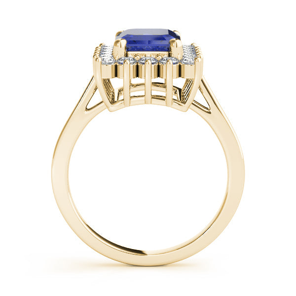 Regal Color Rings Emerald Diamond Engagement Ring in 10K/14K gold and platinum with certified lab-grown or natural diamonds