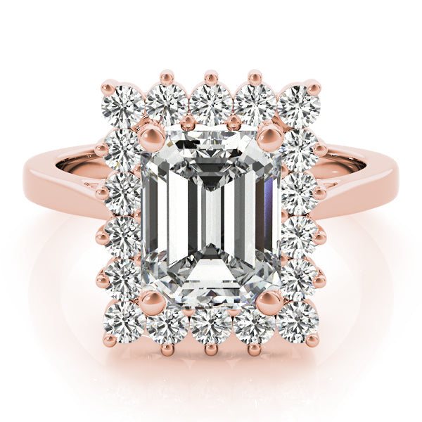Regal Color Rings Emerald Diamond Engagement Ring in 10K/14K gold and platinum with certified lab-grown or natural diamonds