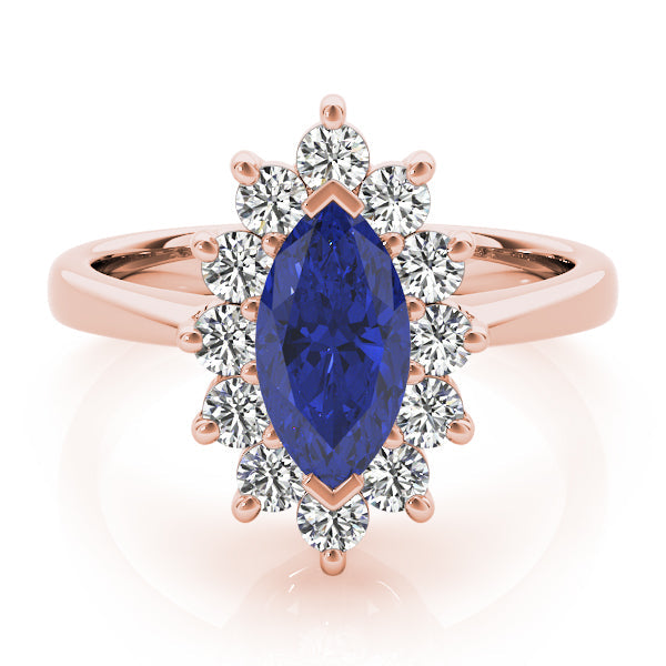 Sophisticated Color Rings Marquise Diamond Engagement Ring in 10K/14K gold and platinum with certified lab-grown or natural diamonds