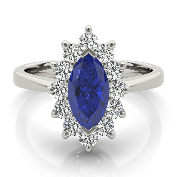 Sophisticated Color Rings Marquise Diamond Engagement Ring in 10K/14K gold and platinum with certified lab-grown or natural diamonds