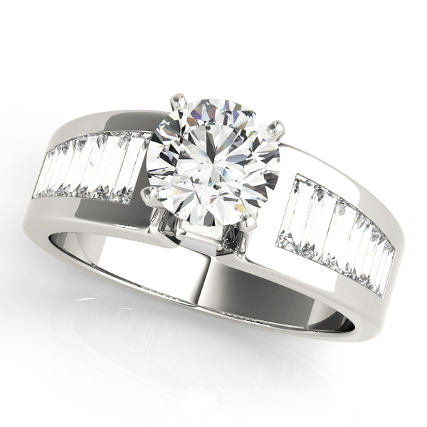 Brilliant Fancy Shape Baguette Round Diamond Engagement Ring in 10K/14K gold and platinum with certified lab-grown or natural diamonds