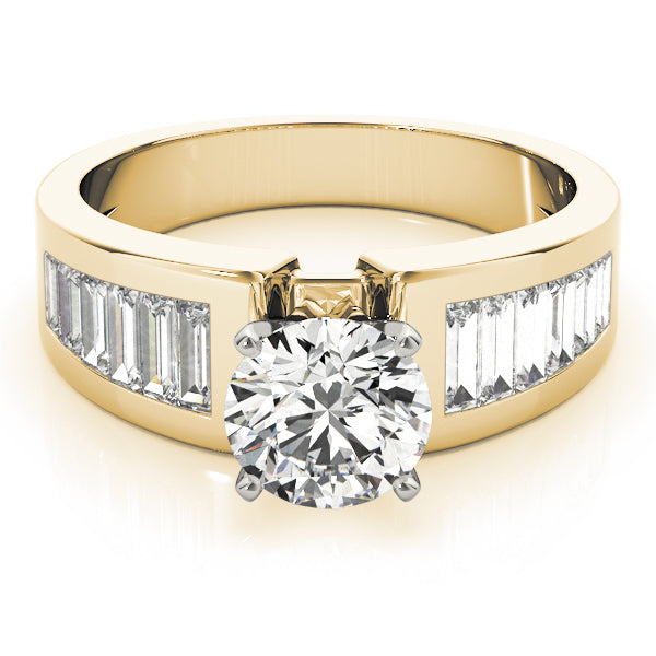 Brilliant Fancy Shape Baguette Round Diamond Engagement Ring in 10K/14K gold and platinum with certified lab-grown or natural diamonds