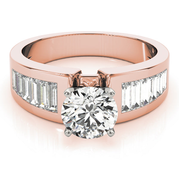 Brilliant Fancy Shape Baguette Round Diamond Engagement Ring in 10K/14K gold and platinum with certified lab-grown or natural diamonds