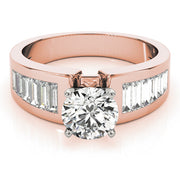Brilliant Fancy Shape Baguette Round Diamond Engagement Ring in 10K/14K gold and platinum with certified lab-grown or natural diamonds