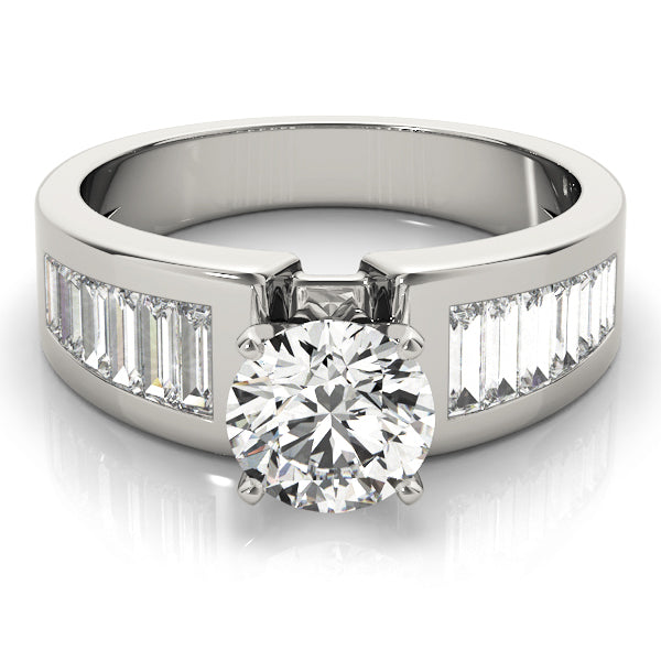 Brilliant Fancy Shape Baguette Round Diamond Engagement Ring in 10K/14K gold and platinum with certified lab-grown or natural diamonds
